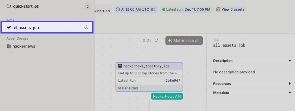 Started schedule icon next to schedule in left sidenav in Dagit